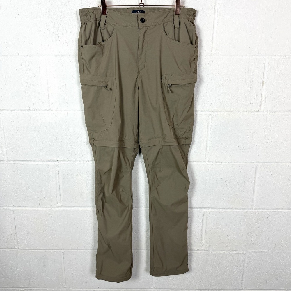 Human‎ Nature Men's Tech Pants Convertible Pockets Hiking Outdoor Cargo Khaki L